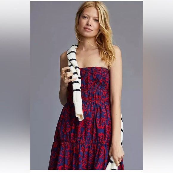 Sundry Anthropologie| 100% Cotton Aloha Floral Strapless Maxi Dress | - Picture 2 of 11